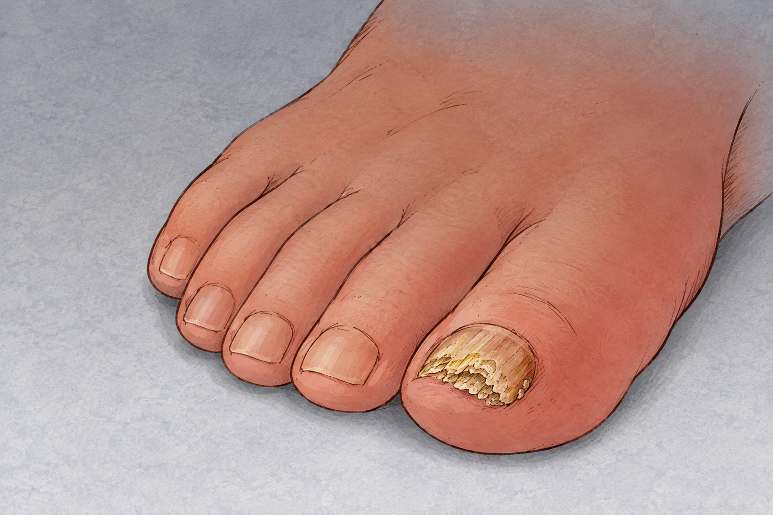 Toenail affected by fungus